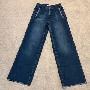 Oat New York Dark Blue Wide-Leg Jeans